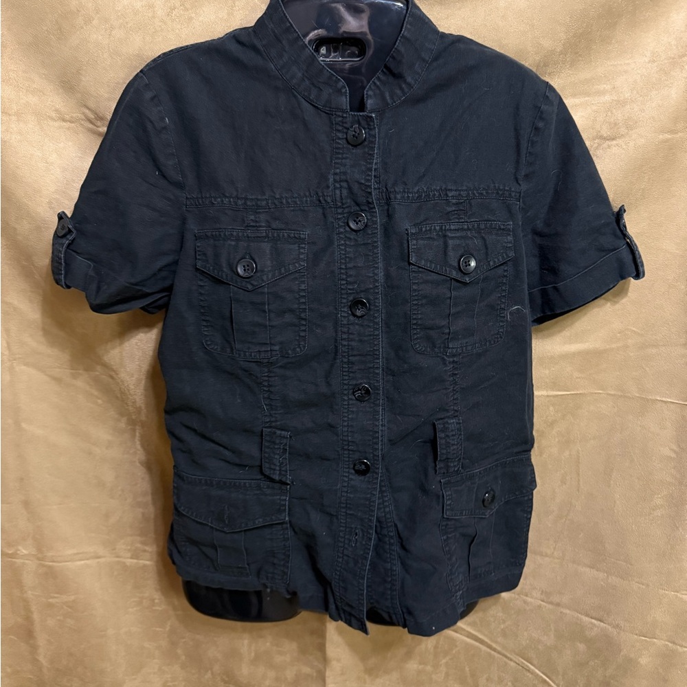 Black Short Sleeve Button Down